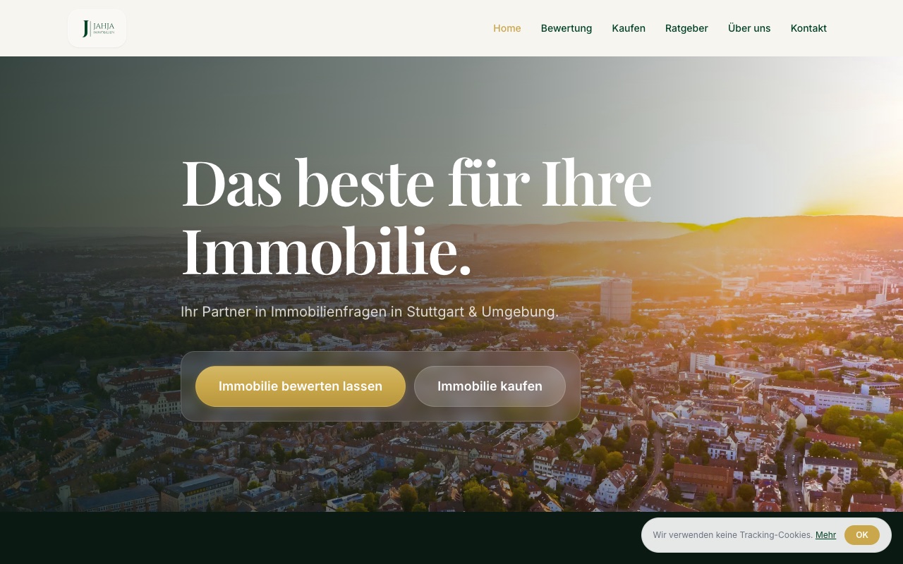 Ansicht der Website von Jahja Immobilien